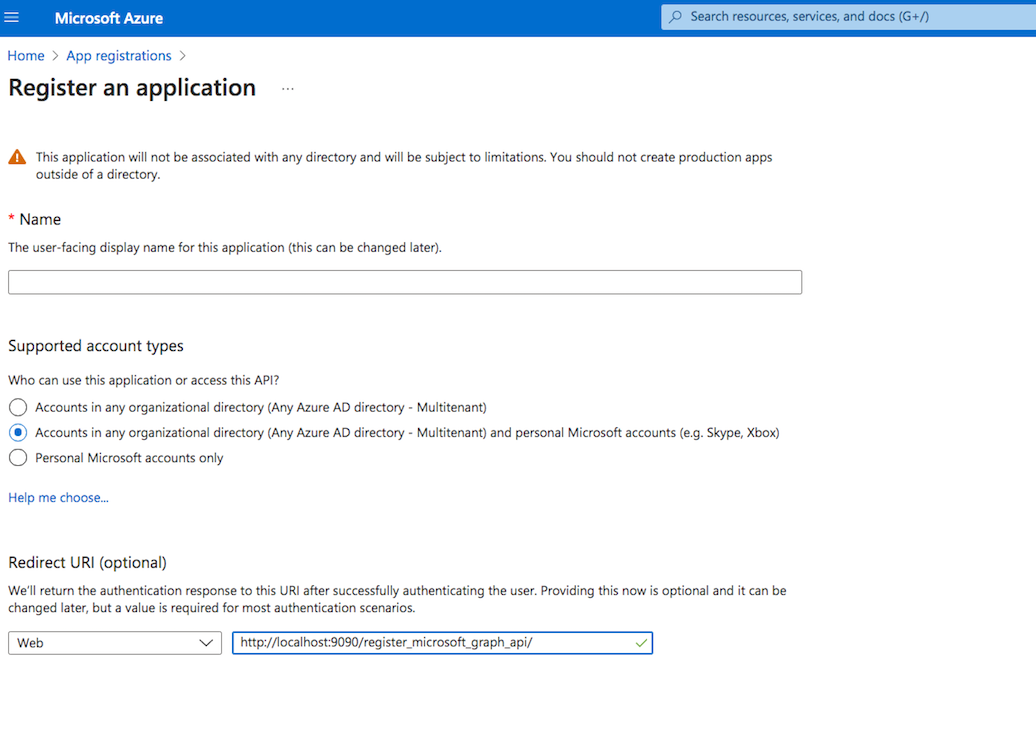 SMTP Microsoft Graph XOAUTH 2 Integration/register_app.png